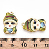 Printed Light Gold Tone Alloy Pendants ENAM-N056-208D-3