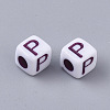 White Opaque Acrylic Beads MACR-R869-01P-2