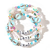 3Pcs Christmas Theme Handmade Polymer Clay & Glass Bicone Beads Stretch Bracelet Sets QY3550-2-1