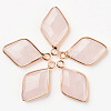 Natural Rose Quartz Pendants G-R464-005B-1