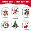 6Pcs 6 Styles Christmas Theme Enamel Pins JEWB-SP0001-09-2