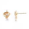 Brass Micro Pave Cubic Zirconia Stud Earring Finding KK-F841-12G-3