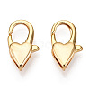 Brass Heart Lobster Claw Clasps KK-N254-14G-1