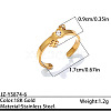 Ocean 304 Stainless Steel Rhinestone Cuff Open Rings WGF30C4-06-1
