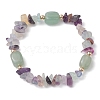 Natural Fluorite Chip & Cuboid Beaded Stretch Bracelets for Women BJEW-JB10808-05-1