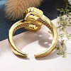 Rack Plating Brass Micro Pave Clear Cubic Zirconia Cuff Finger Rings for Women RJEW-M028-30G-05-5