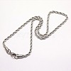 Tarnish Resistant Trendy Men's 304 Stainless Steel Rope Chain Necklaces NJEW-M072-D-02-2