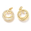 Brass Micro Pave Clear Cubic Zirconia Charms ZIRC-O036-31G-2