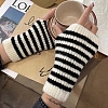 Stripe Acrylic Fibers Knitting Fingerless Gloves PW-WG0C91E-01-1