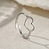 Heart 201 Stainless Steel Cuff Rings for Women FS-WG26F46-02-1