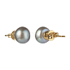 Natural Pearl Rondelle Stud Earrings EJEW-JE04585-02-3