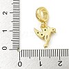 Rack Plating Brass Pave Colorful Cubic Zirconia Bird European Dangle Charms KK-Z067-48G-3