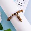 Natural Tiger Eye Stretch Bracelet with Bullet Shape Charm BJEW-SZ0002-56B-6