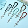 5Pcs 5 Style Natural Mixed Gemstone Rosary Bead Bracelets Set BJEW-TA00330-5