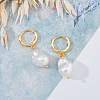 FIBLOOM 1 Pair Plastic Pearl Dangle Hoop Earrings EJEW-FI0002-23-7