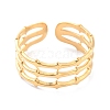 Ion Plating(IP) 304 Stainless Steel Bamboo Shape Open Cuff Ring for Women RJEW-L103-26G-2
