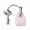 Natural Rose Quartz Lock Pendants G-B027-03B-2