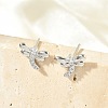 Brass Micro Pave Clear Cubic Zirconia Stud Earrings EJEW-R016-26P-10-1