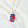 Brass Enamel Rectangle with Fire Pendant Necklaces FS-WG7D7CE-08-1