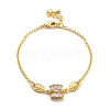 Brass Micro Pave Clear Cubic Zirconia Link Bracelets BJEW-U020-12G-5