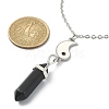 2Pcs 2 Style Natural Black Obsidian & White Jade Bullet Pendant Necklaces Set NJEW-TA00095-01-3