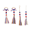 Crafans 4Pcs 2 Style Independence Day Theme Hemp Rope Tassels Pendant Decorations HJEW-CF0001-19-13