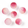 Frosted Baking Paint Crackle Glass Beads with Glitter Powder X1-DGLA-T004-8mm-01A-2