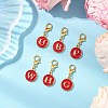 26Pcs Flat Round with Letter A~Z Alloy Enamel Pendant Decorations HJEW-JM02674-2