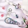 WADORN® 12Pcs 6 Style Rainbow Color Alloy Spring Gate Rings FIND-WR0004-15-5