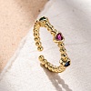 Brass Micro Pave Cubic Zirconia Open Cuff Rings for Women RJEW-G341-03G-01-1