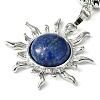 Natural Dyed Lapis Lazuli & Brass Sun Pendant Keychain G-Z033-03P-01-2