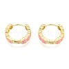 Enamel Plum Blossom Hoop Earrings EJEW-N011-107-3