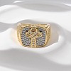 Brass Micro Pave Clear Cubic Zirconia Cuff Rings for Women RJEW-U041-06G-2