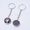 Natural Dyed & Heated Black Agate Keychain KEYC-E023-02G-2