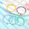 8mm Holographic Synthetic Moonstone & Shell Pearl Round Beaded Stretch Bracelets BJEW-JB10920-2