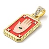 Rack Plating Alloy Enamel Pendants with Crystal Rhinestone Pendants PALLOY-K010-35G-01-3