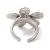 Flower Alloy Open Cuff Rings for Women RJEW-M018-01P-3