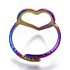304 Stainless Steel Heart Cuff Ring RJEW-N038-123M-4