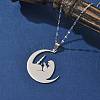 201 Stainless Steel Moon with Woman Pendant Necklaces for Ramadan & Eid Mubarak NJEW-D318-02P-2