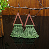 Wood and Cotton Dangle Earrings WG53E25-03-1