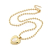 Real 18K Gold Plated Brass Pave Shell Ball Chain Locket Pendant Necklaces for Women NJEW-K381-02A-G-1