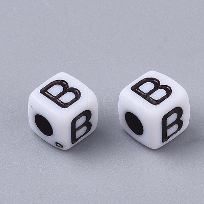 White Opaque Acrylic Beads MACR-R869-02B-1