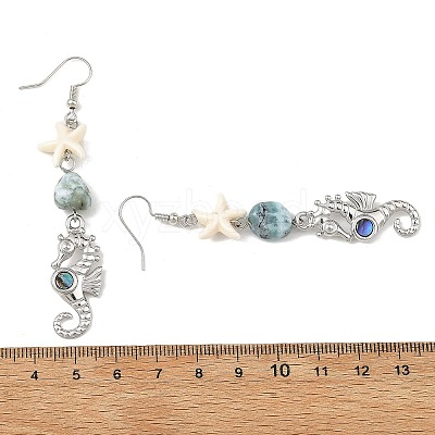 Ocean 304 Stainless Steel Pave Natural Paua Shell Dangle Earrings for Women EJEW-JE07437-1