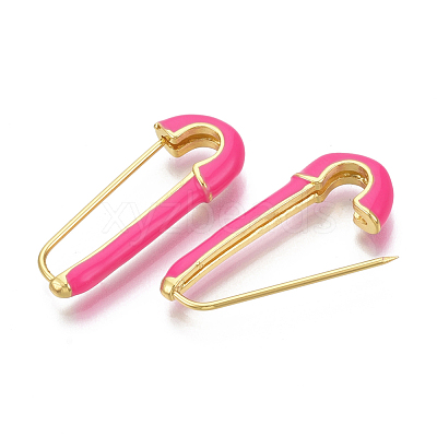 Brass Enamel Safety Pins Earrings JEWB-R015-01E-NF-1