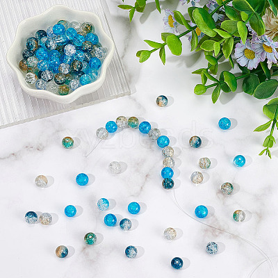 240Pcs 8 Style Crackle Transparent Glass Beads CCG-GO0001-01-1