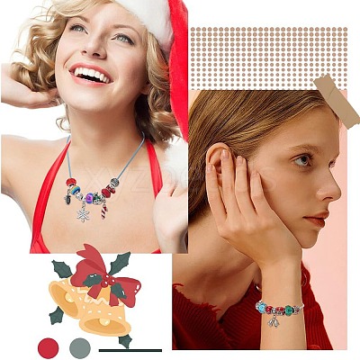 Christmas Theme DIY European Bracelet Necklaces Making Kit DIY-WH0308-346-1