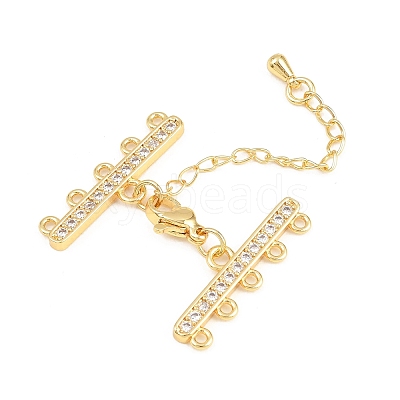 Brass Micro Pave Cubic Zirconia Chain Extender ZIRC-Q022-030G-NR-1