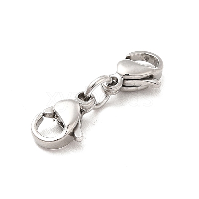 Non-Tarnish 304 Stainless Steel Double Lobster Claw Clasps STAS-E178-01A-P-1