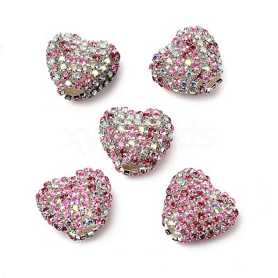 Sparkling Acrylic Heart Beads with Rhinestone Embellishment OACR-NH0001-02A-02-1