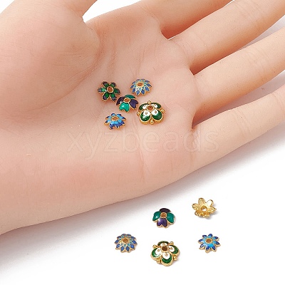 10Pcs 5 Style Alloy Enamel Bead Caps ENAM-YW0003-22-1